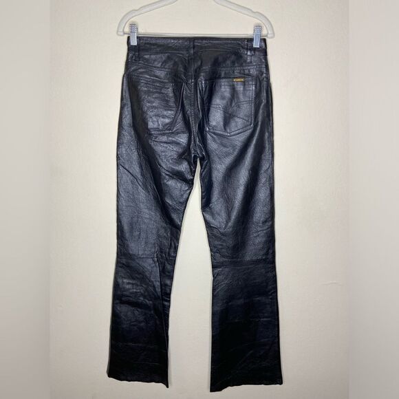 Vintage Diesel  Leather Black Pants Chinos Wide Leg Size 27 - Picture 8 of 11